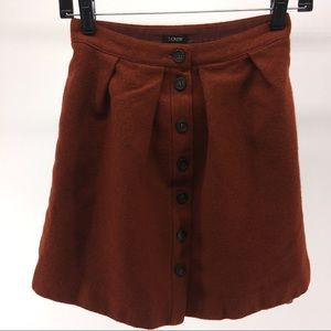 J crew burnt orange wool button down skirt